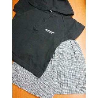 パーカー付き半袖Ｔシャツ＆ギンガムチェックキュロット(その他)