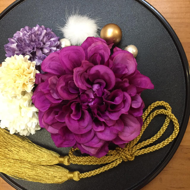 和装 髪飾り 10点セット(紫×白) ハンドメイドのアクセサリー(ヘアアクセサリー)の商品写真