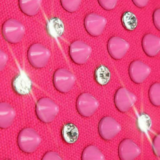 ラインストーン× スタッズコスメポーチ ピンク 全7カラー有り レディースのファッション小物(ポーチ)の商品写真