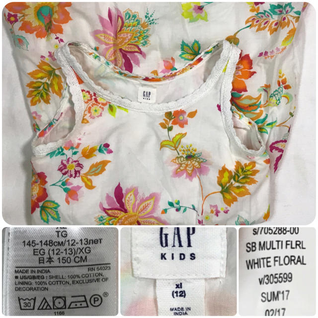 GAP Kids(ギャップキッズ)のギャップ GAP ワンピース 裏地付き 女の子 花柄 棉100 150cm XL レディースのワンピース(ひざ丈ワンピース)の商品写真