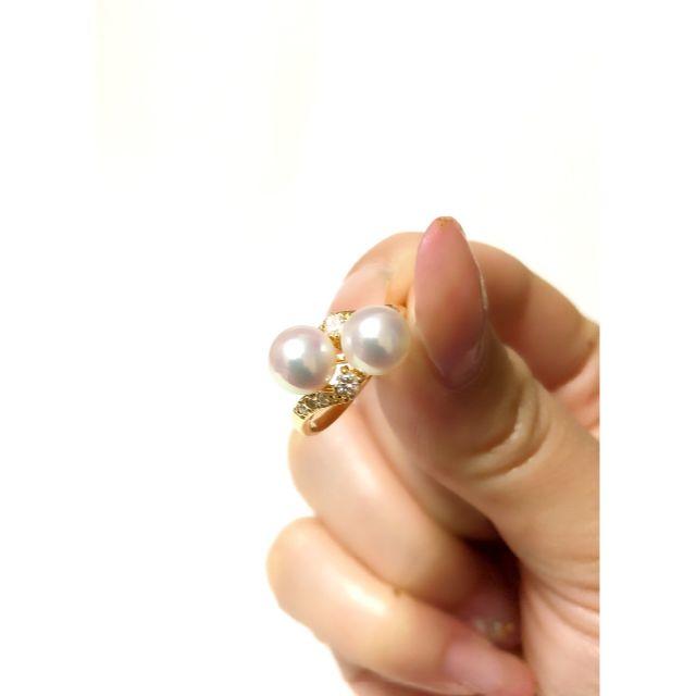 MIKIMOTO(ミキモト)のミキモト k18YG アコヤパール ダイヤモンド リング 8号 レディースのアクセサリー(リング(指輪))の商品写真