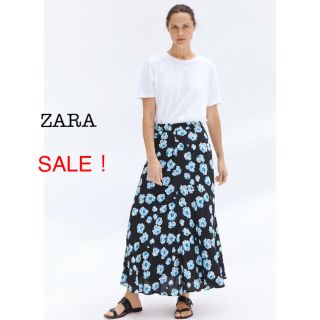 ザラ(ZARA)のSALE！新品未使用 ZARA 花柄 薔薇 フレア ロング丈 スカート S M(ロングスカート)