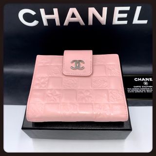 シャネル(CHANEL)の【極美品】シャネル／財布／二つ折り／Wホック／アイコン／ピンク／ラムレザー(折り財布)