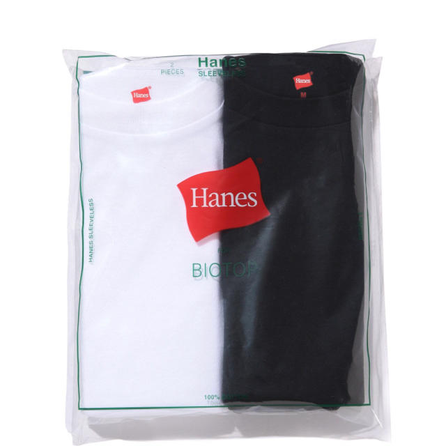 2枚セット ビオトープ アダムエロぺ ヘインズ ノースリーブ Hanes 白黒 レディースのトップス(Tシャツ(半袖/袖なし))の商品写真