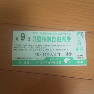 高校野球2019😃9日目チケット(野球)