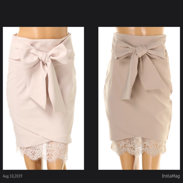 Delyle NOIR(デイライルノアール)のDelyle♡ラップカシュクールリボンレーススカート♡モカ レディースのスカート(ミニスカート)の商品写真