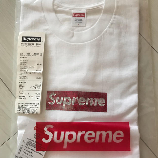 19SS Supreme Swarovski Box Logo Tee LサイズTシャツ/カットソー(半袖/袖なし)