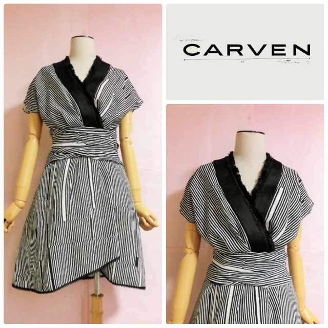 CARVEN(カルヴェン)の【CARVEN】モダン柄個性派ワンピース☆バイカラー レディースのワンピース(ひざ丈ワンピース)の商品写真