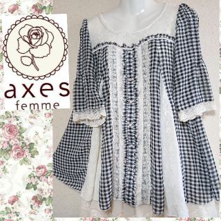 アクシーズファム(axes femme)のaxes femme Aライン チュニック プルオーバー チェック(チュニック)