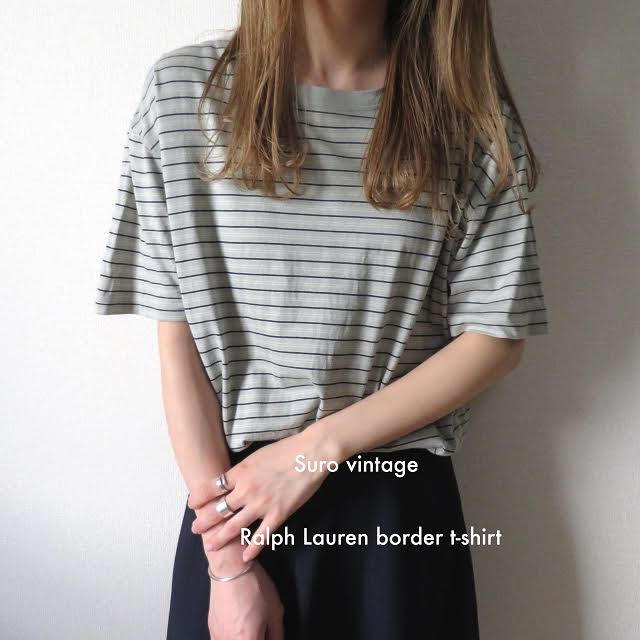 POLO RALPH LAUREN(ポロラルフローレン)のRalph Lauren ポニー刺繍 ボーダー tシャツ グレー 古着 レディースのトップス(Tシャツ(半袖/袖なし))の商品写真