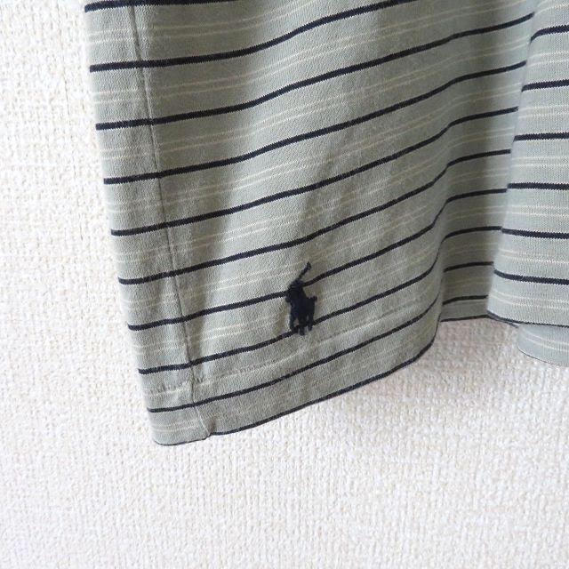 POLO RALPH LAUREN(ポロラルフローレン)のRalph Lauren ポニー刺繍 ボーダー tシャツ グレー 古着 レディースのトップス(Tシャツ(半袖/袖なし))の商品写真