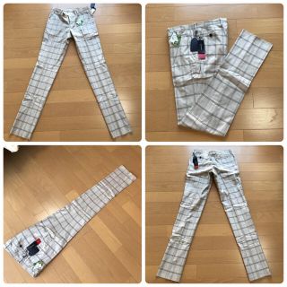 スーツカンパニー(THE SUIT COMPANY)のスーツカンパニー コットンパンツ新品Lチェック ブラウン(スラックス)