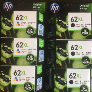 ヒューレットパッカード(HP)のHP62XLインク半額以下 カラー3個 黒3個(PC周辺機器)