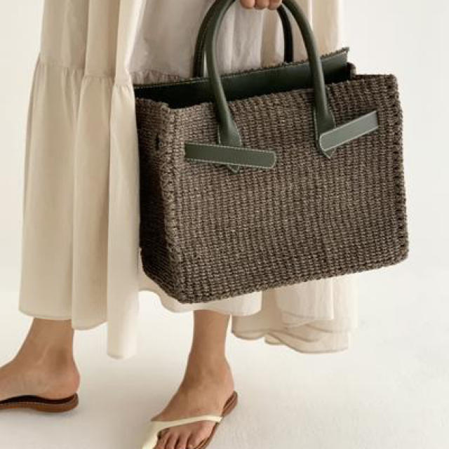 海外花系 SEA BASKET BAG かごバッグ M ミディアム カーキ KHAKI | www