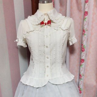 アンジェリックプリティー(Angelic Pretty)の美品Angelic prettyビスチェブラウス白半袖baby,thestars(シャツ/ブラウス(半袖/袖なし))