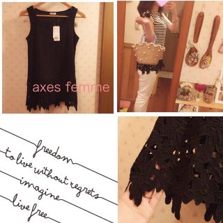 アクシーズファム(axes femme)の新品♡axes裾レースタンクM(タンクトップ)