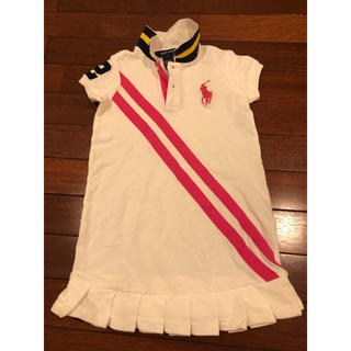 ラルフローレン(Ralph Lauren)のラルフローレン ワンピース ポロシャツ 5 キッズ 美品 白ピンク(ワンピース)