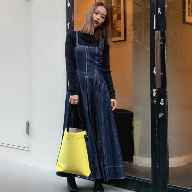 美品♡CASA FLINE カーサフライン フロントホックデニムロングワンピース