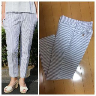 ユナイテッドアローズグリーンレーベルリラクシング(UNITED ARROWS green label relaxing)の美品♡アローズ今季ストライプパンツ(クロップドパンツ)