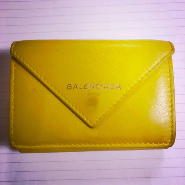 バレンシアガ BALENCIAGA 財布 ミニ 黄色 三つ折り ミニウォレット