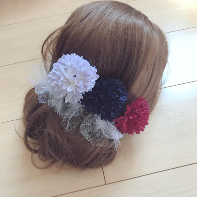 マムヘアパーツ3本&チュールピン4本セット＊ ハンドメイドのアクセサリー(ヘアアクセサリー)の商品写真