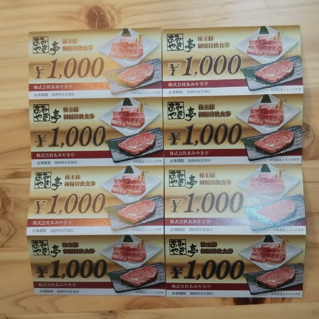 あみやき亭 株主優待 8000円分レストラン/食事券