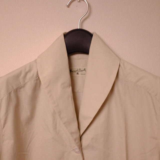 MARGARET HOWELL(マーガレットハウエル)のMARGARET HOWELL 　ヘチマカラー半袖シャツ BL サイズⅡ レディースのトップス(シャツ/ブラウス(半袖/袖なし))の商品写真