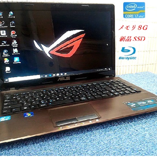 エイスース(ASUS)の【新SSD 320G】K53E Core i7 8G BD Win10 良品(ノートPC)