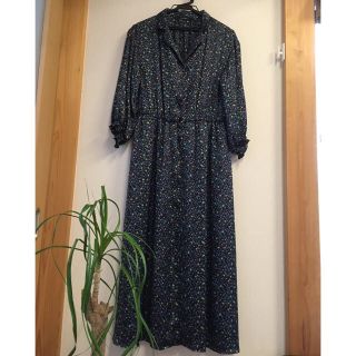 ダブルクローゼット(w closet)の小花柄  シャツカラー   ロングワンピース(ロングワンピース/マキシワンピース)