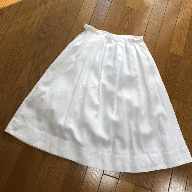 le.coeur blanc(ルクールブラン)のル クール ブラン 白 麻 ミディ丈フレアスカート レディースのスカート(ひざ丈スカート)の商品写真