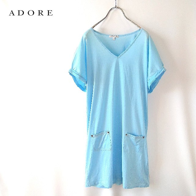 ADORE - ADORE Tシャツワンピース ライトブルー 38の通販 by manatee｜アドーアならラクマ