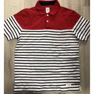 グラニフ(Design Tshirts Store graniph)の切替ボーダー半袖ポロシャツレッド(Tシャツ(半袖/袖なし))