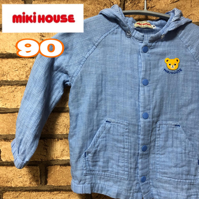 mikihouse(ミキハウス)のMIKI HOUSE ミキハウス 薄手長袖シャツ フード取り外し可 水色 90 キッズ/ベビー/マタニティのキッズ服男の子用(90cm~)(ジャケット/上着)の商品写真