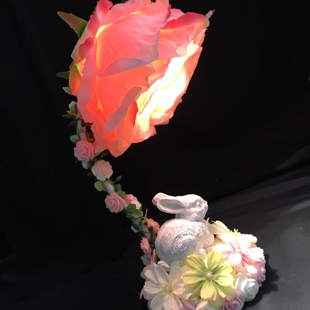 薔薇 バラ うさぎ アンティーク調ライト スタンドライト 間接照明 ランプ