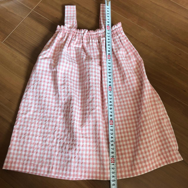 ハンドメイド ワンピース 新品 サマードレス ピンク チェック キッズ/ベビー/マタニティのキッズ服女の子用(90cm~)(ワンピース)の商品写真