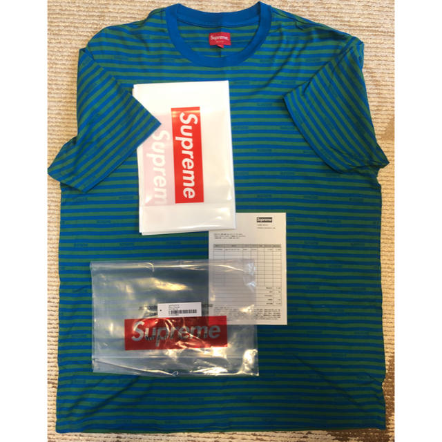 Supreme(シュプリーム)のSupreme19SS Logo Stripe S/S Top XL Royal メンズのトップス(Tシャツ/カットソー(半袖/袖なし))の商品写真