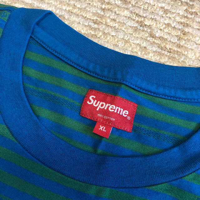 Supreme(シュプリーム)のSupreme19SS Logo Stripe S/S Top XL Royal メンズのトップス(Tシャツ/カットソー(半袖/袖なし))の商品写真