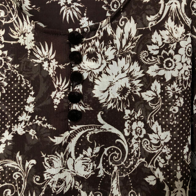 heather(ヘザー)のヘザー 花柄シフォンブラウス ブラウン レディースのトップス(シャツ/ブラウス(半袖/袖なし))の商品写真