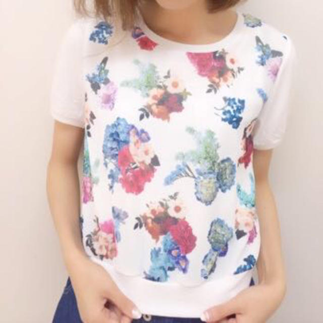 mysty woman(ミスティウーマン)の着画アリ＊ミスティ花柄トップス レディースのトップス(Tシャツ(半袖/袖なし))の商品写真