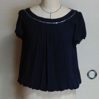 ロペ(ROPE’)の【まま様専用】ロペ　ネイビー　シフォンカットソー★Mサイズ(カットソー(半袖/袖なし))