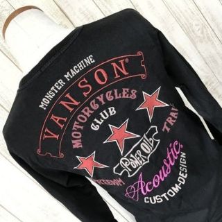 バンソン(VANSON)の【ほぼ美品】【渋い】VANSON  バックロゴ刺繍 ロングTシャツ S 黒(Tシャツ/カットソー(半袖/袖なし))