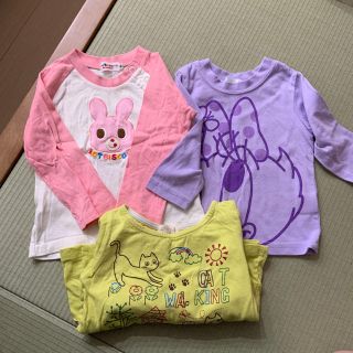 ミキハウス(mikihouse)のロンT 女の子 3枚セット 80-90cm 長袖(Ｔシャツ)