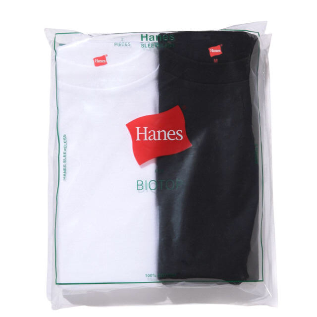 Hanes(ヘインズ)の2枚セット ビオトープ アダムエロぺ ヘインズ ノースリーブ Hanes 白黒 レディースのトップス(Tシャツ(半袖/袖なし))の商品写真