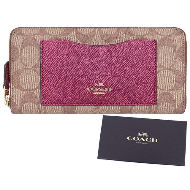 COACH(コーチ)のコーチ COACH 財布 長財布 F22712 カーキ×メタリックチェリー  レディースのファッション小物(財布)の商品写真