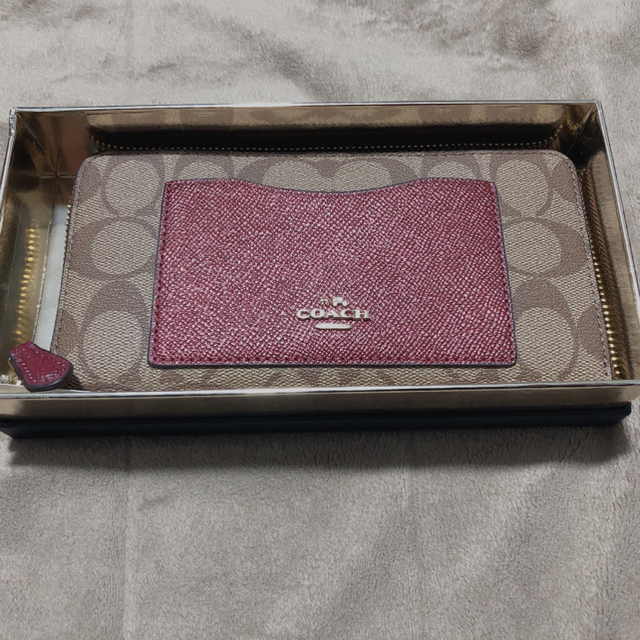 コーチ COACH 財布 長財布 F22712 カーキ×メタリックチェリー 2
