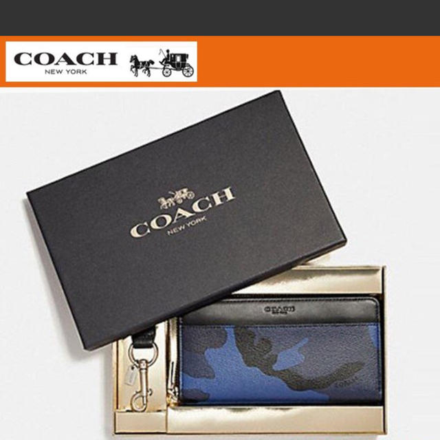 COACH(コーチ)のコーチ キーホルダー COACH ブルーカモ レザー 長財布 / キーリング  メンズのファッション小物(長財布)の商品写真