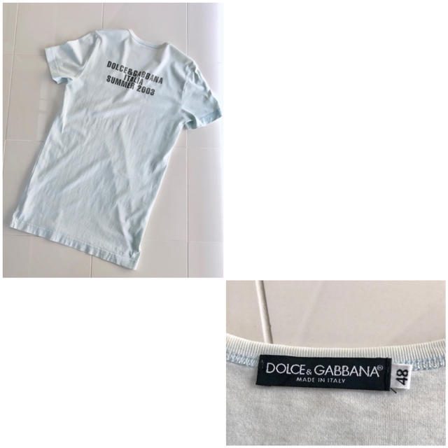 DOLCE&GABBANA(ドルチェアンドガッバーナ)のUSED DOLCE&GABBANA グラデーション水色VネックTシャツ48/M メンズのトップス(Tシャツ/カットソー(半袖/袖なし))の商品写真