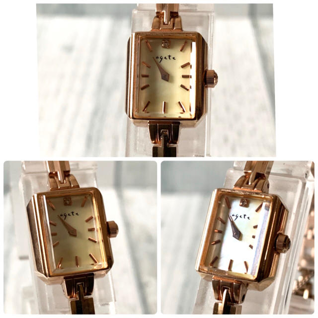 agete(アガット)の【美品】agete アガット 腕時計 0.02ct ピンクゴールド レディースのファッション小物(腕時計)の商品写真