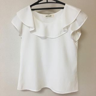 ミッシュマッシュ(MISCH MASCH)のあーちゃん様専用  ミッシュマッシュ   フロッキーフリルブラウス ホワイト(シャツ/ブラウス(半袖/袖なし))