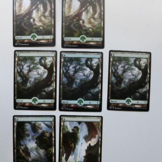 マジックザギャザリング(マジック：ザ・ギャザリング)の【MTG】戦乱のゼンディガー　森7枚セット　フルアートランド　基本土地(その他)